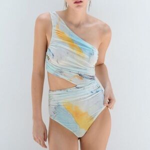 Zara One-Shoulder Multicolor Bodysuit